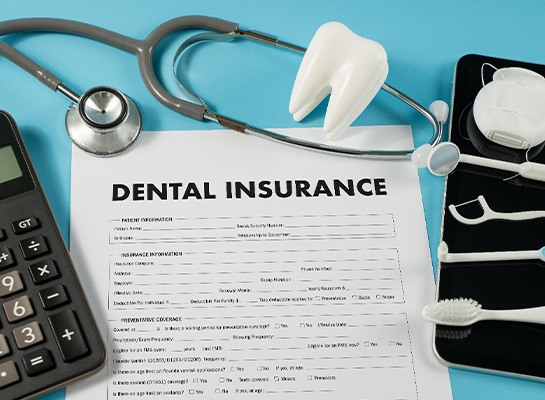 A dental insurance claim form